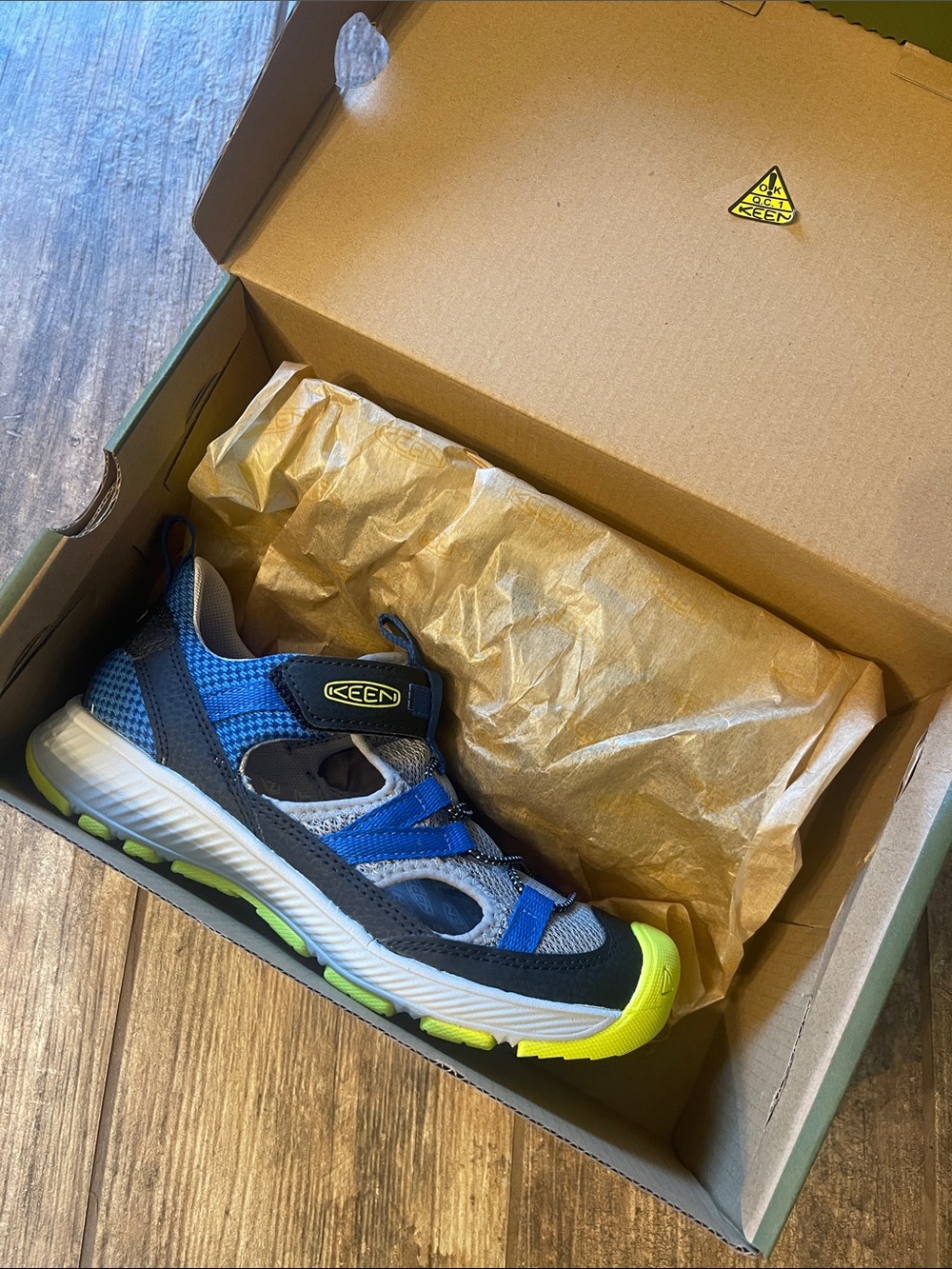 Keen Kids Blue and Neon Green Sport Sneaker
